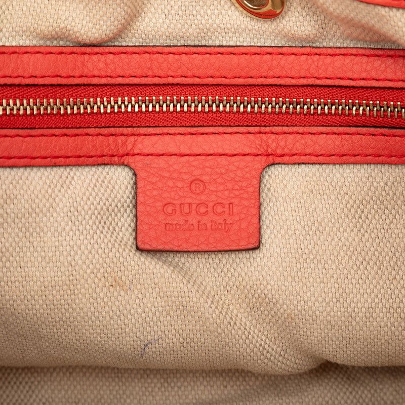 Gucci Soho Chain Shoulder Bag Handbag Orange Red Leather Ladies