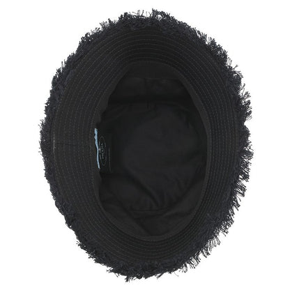 Prada Hat Drill Logo Fringe Cotton S Hat Bucket Hat Black