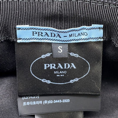 Prada Hat Drill Logo Fringe Cotton S Hat Bucket Hat Black