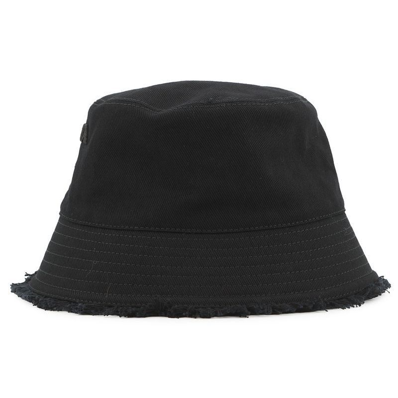 Prada Hat Drill Logo Fringe Cotton S Hat Bucket Hat Black