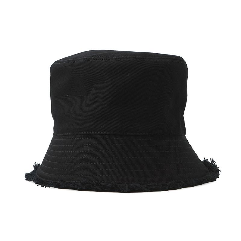 Prada Hat Drill Logo Fringe Cotton S Hat Bucket Hat Black
