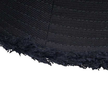 Prada Hat Drill Logo Fringe Cotton S Hat Bucket Hat Black
