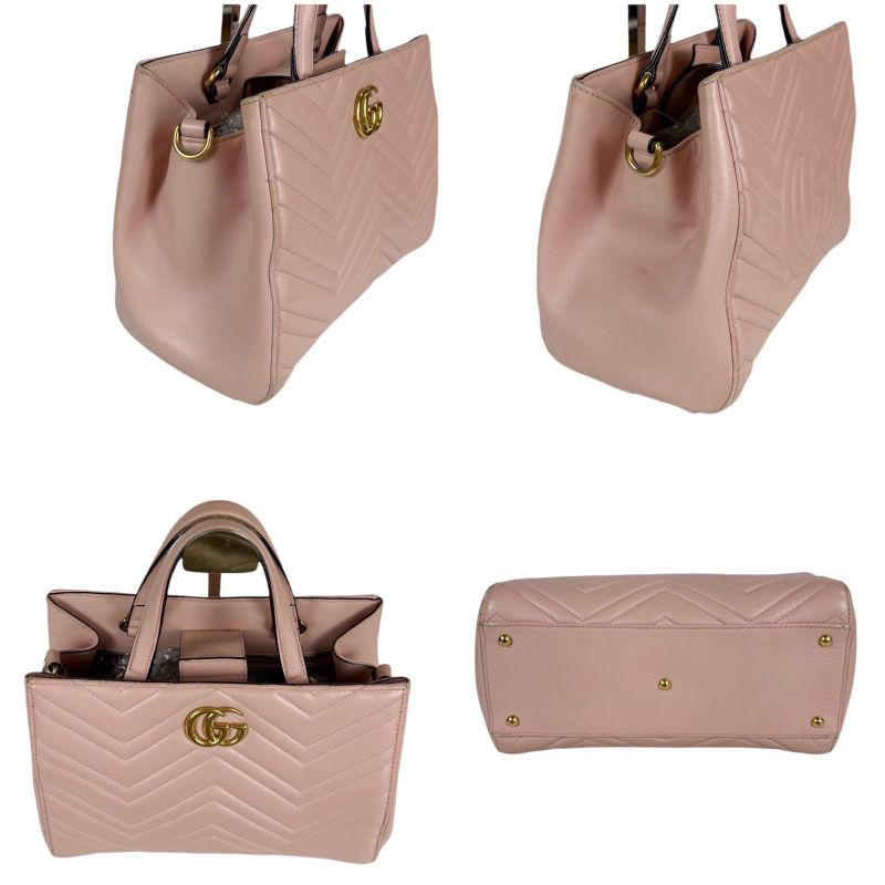 Gucci 2-Way Shoulder Bag Handbag Ggmarmont Pink Leather Quilting