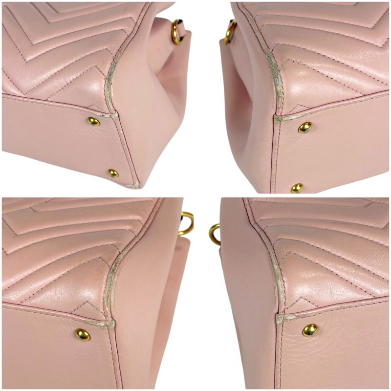 Gucci 2-Way Shoulder Bag Handbag Ggmarmont Pink Leather Quilting