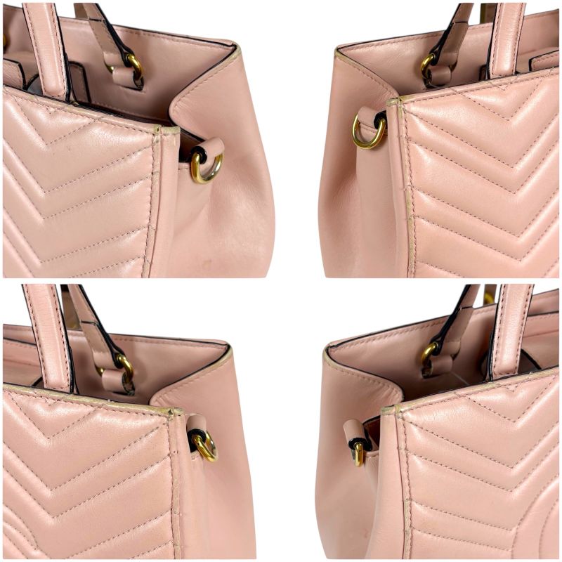 Gucci 2-Way Shoulder Bag Handbag Ggmarmont Pink Leather Quilting