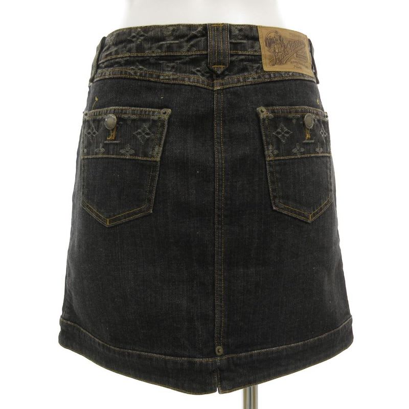 Louis Vuitton Monogram Denim Skirt Mini 36 Black Rw081 W Wmsk 01 Cf7