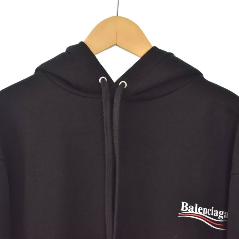 Balenciaga Hoodie Logo Print S Black AA