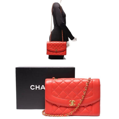Chanel Chain Shoulder Bag Crossbody Gold Hardware Lambskin Diana 25 Women's