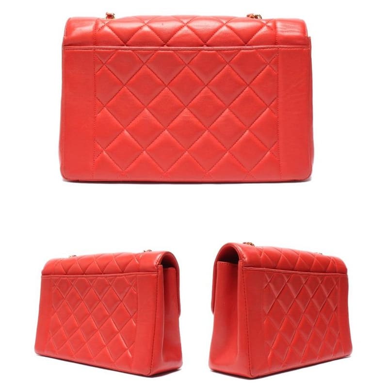 Chanel Chain Shoulder Bag Crossbody Gold Hardware Lambskin Diana 25 Women's