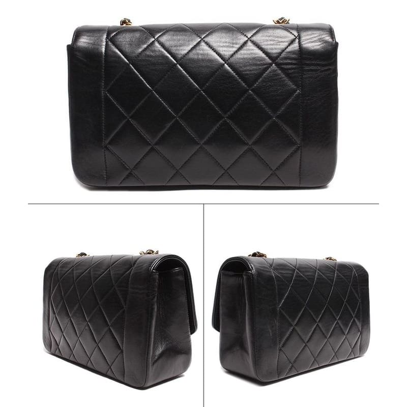 Chanel Chain Leather Shoulder Bag Coco Mark Gold Hardware Diana 22 Women's