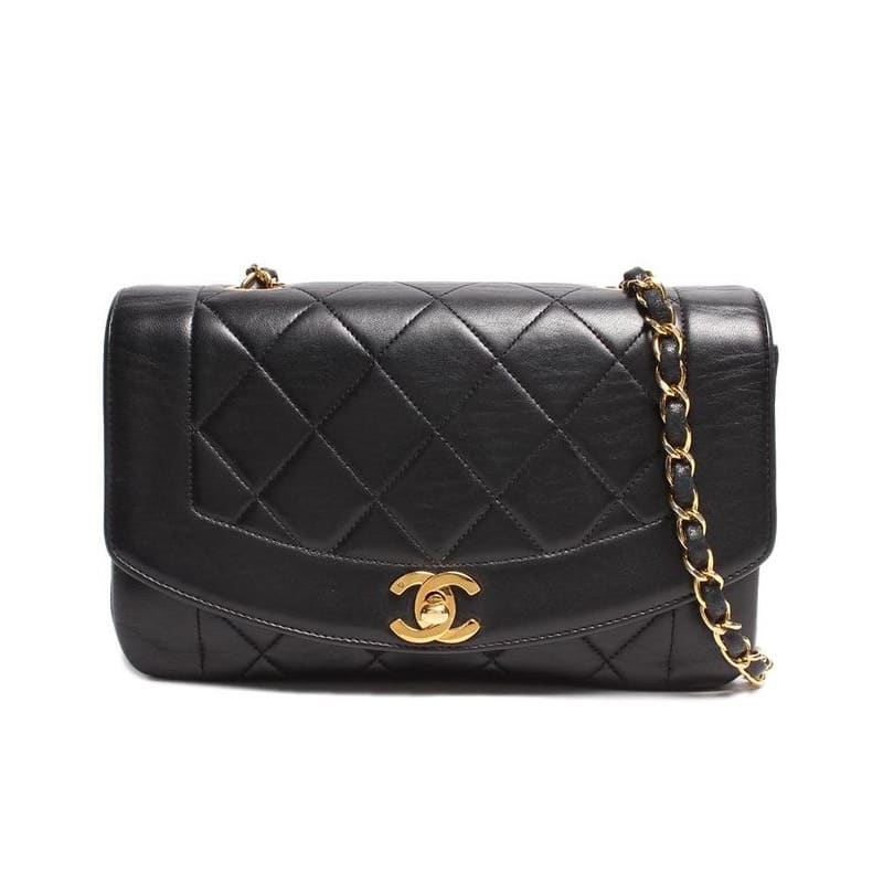 Chanel Chain Leather Shoulder Bag Coco Mark Gold Hardware Diana 22 Women's