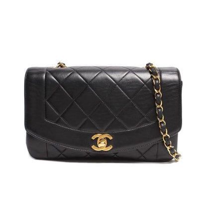 Chanel Chain Leather Shoulder Bag Coco Mark Gold Hardware Diana 22 Women's
