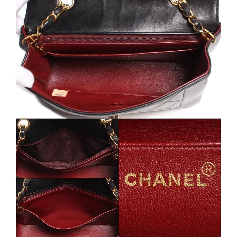 Chanel Chain Leather Shoulder Bag Coco Mark Gold Hardware Diana 22 Women's