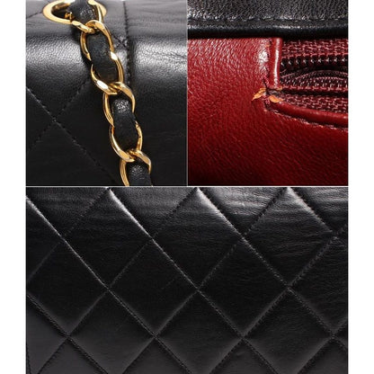 Chanel Chain Leather Shoulder Bag Coco Mark Gold Hardware Diana 22 Women's