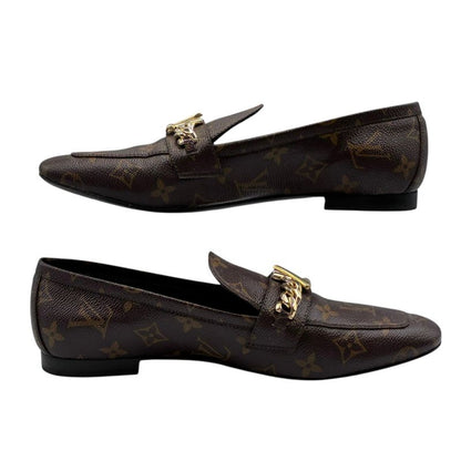Louis Vuitton Loafer Leather Shoes Upper Case Line Monogram Flat