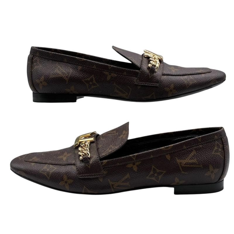 Louis Vuitton Loafer Leather Shoes Upper Case Line Monogram Flat