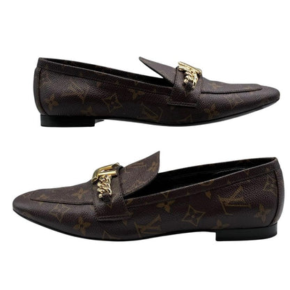 Louis Vuitton Loafer Leather Shoes Upper Case Line Monogram Flat