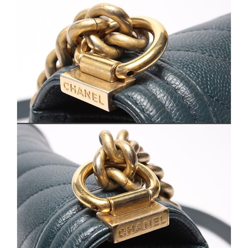 Chanel Chain Shoulder Bag Boy Chanel 25 Gold Hardware V Stitch Caviar Skin