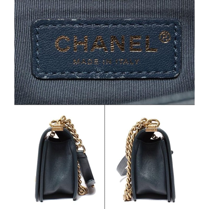 Chanel Chain Shoulder Bag Boy Chanel 25 Gold Hardware V Stitch Caviar Skin