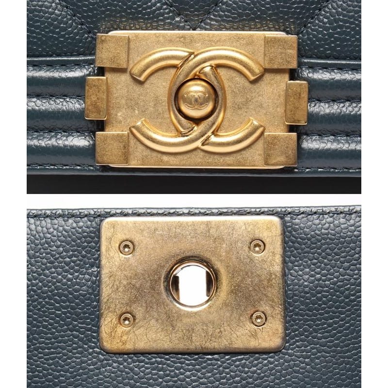 Chanel Chain Shoulder Bag Boy Chanel 25 Gold Hardware V Stitch Caviar Skin