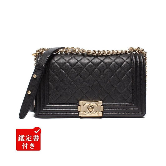 Chanel Chain Shoulder Bag Boy Chanel 25 Gold Hardware Caviar Skin Matelasse