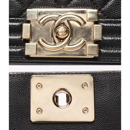Chanel Chain Shoulder Bag Boy Chanel 25 Gold Hardware Caviar Skin Matelasse