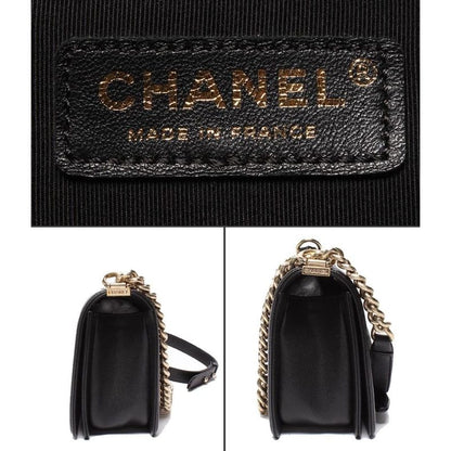 Chanel Chain Shoulder Bag Boy Chanel 25 Gold Hardware Caviar Skin Matelasse