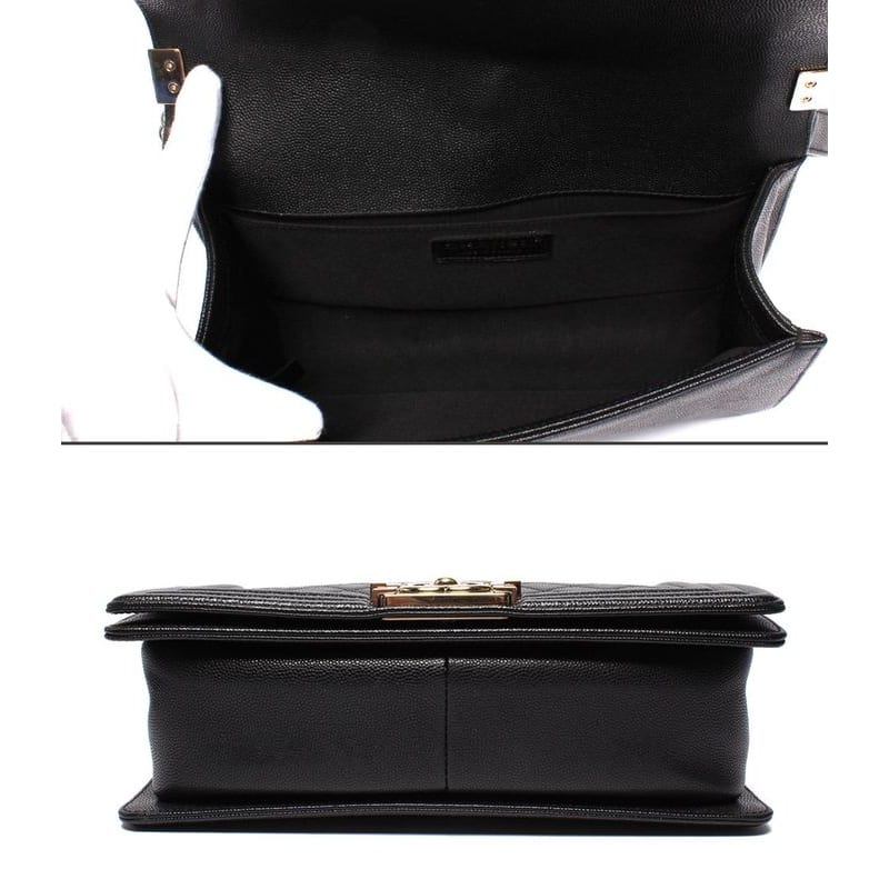 Chanel Chain Shoulder Bag Boy Chanel 25 Gold Hardware Caviar Skin Matelasse