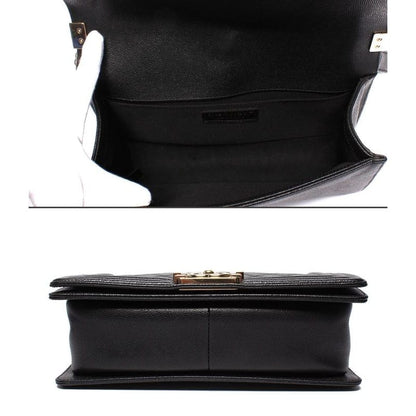 Chanel Chain Shoulder Bag Boy Chanel 25 Gold Hardware Caviar Skin Matelasse