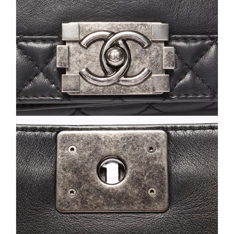 Chanel Chain Shoulder Bag Boy Chanel 28 Chain Detail Gunmetallic Matelasse