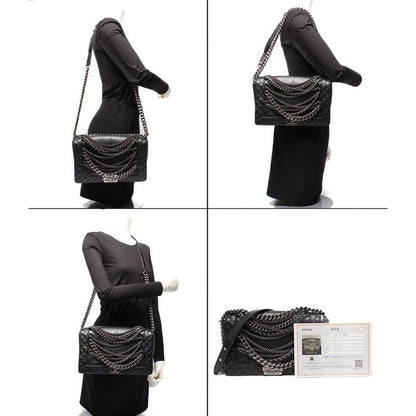 Chanel Chain Shoulder Bag Boy Chanel 28 Chain Detail Gunmetallic Matelasse