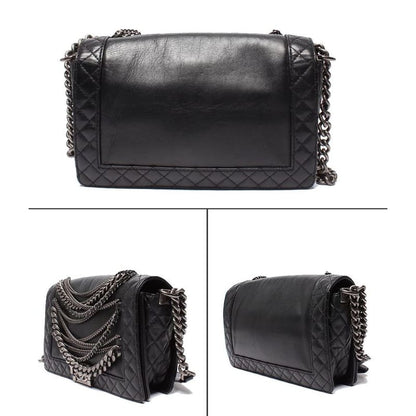 Chanel Chain Shoulder Bag Boy Chanel 28 Chain Detail Gunmetallic Matelasse