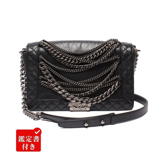 Chanel Chain Shoulder Bag Boy Chanel 28 Chain Detail Gunmetallic Matelasse