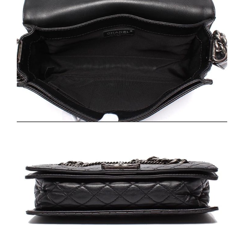 Chanel Chain Shoulder Bag Boy Chanel 28 Chain Detail Gunmetallic Matelasse