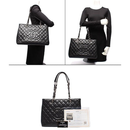 Chanel Chain Tote Bag Grand Shopping GST Silver Hardware Caviar Skin Matelasse