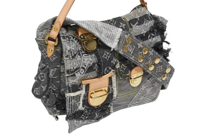 Louis Vuitton Monogram Denim Patchwork Posty Messenger Bag Gray — view 3