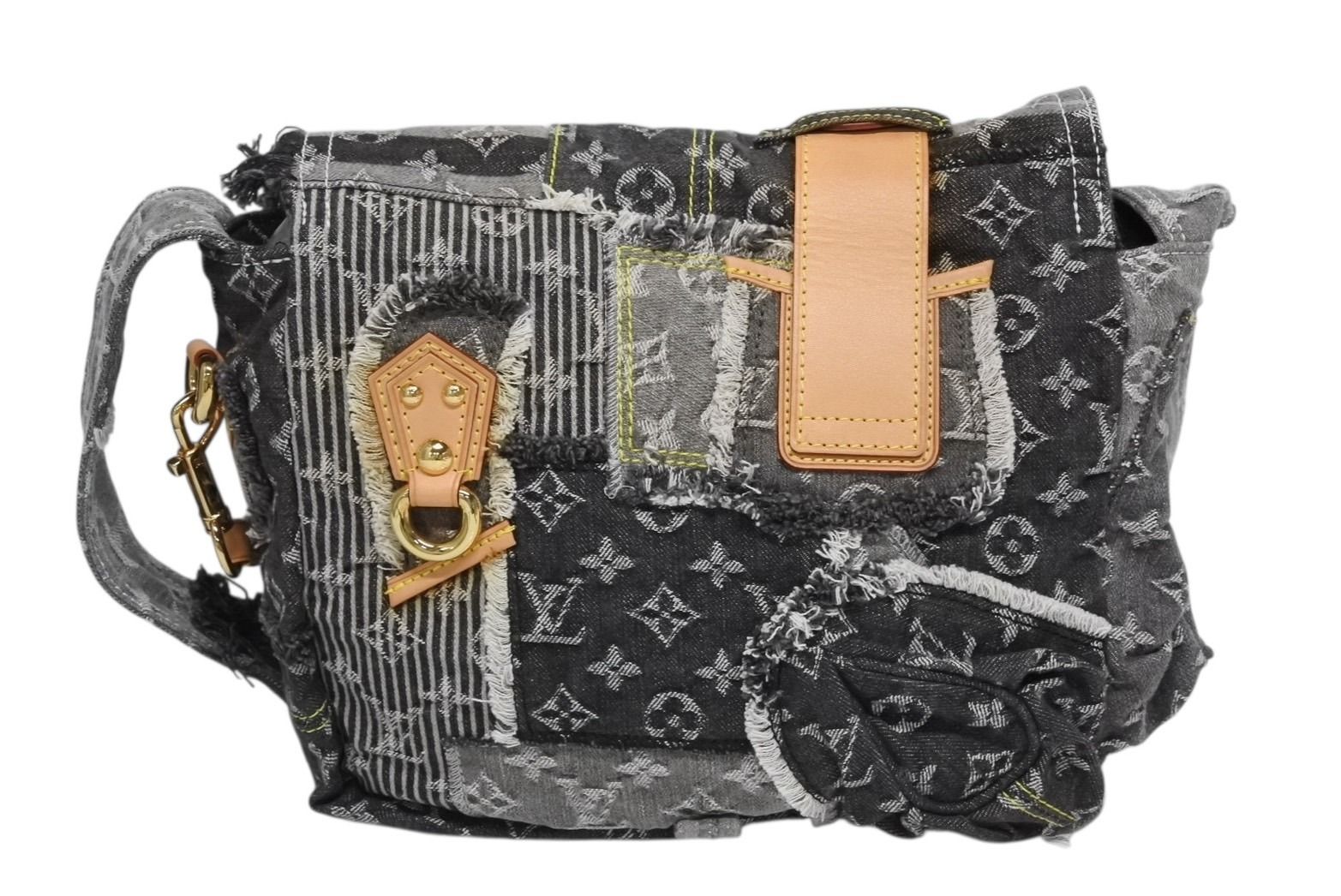 Louis Vuitton Monogram Denim Patchwork Posty Messenger Bag Gray — view 2