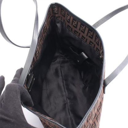 Fendi Tote Bag Zucchino 8 Bh075 Dark Brown Black Canvas Leather Mini