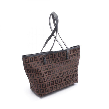Fendi Tote Bag Zucchino 8 Bh075 Dark Brown Black Canvas Leather Mini