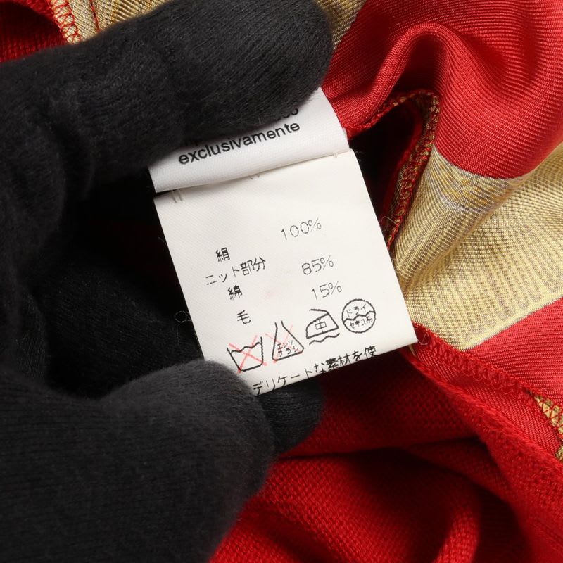 Hermes Knit Red Silk Cotton Scarf Shirt