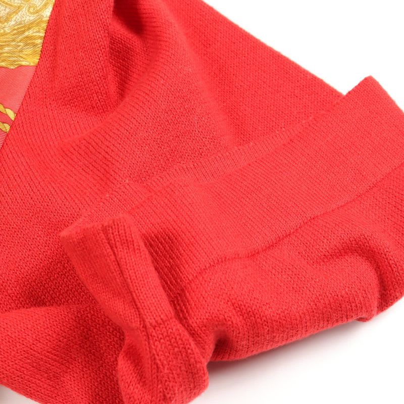 Hermes Knit Red Silk Cotton Scarf Shirt