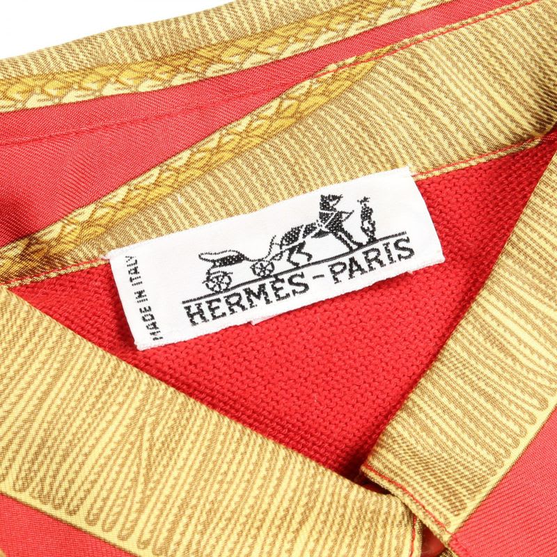 Hermes Knit Red Silk Cotton Scarf Shirt