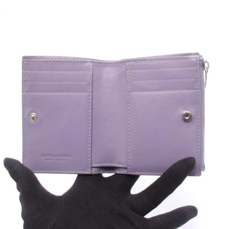 Bottega Veneta Bifold Wallet Intrecciato Purple Leather