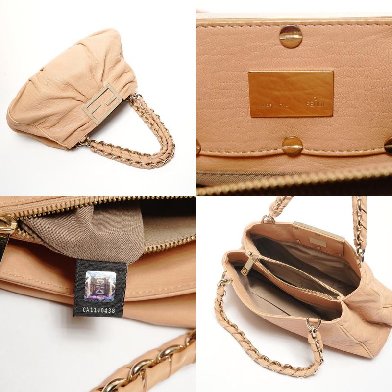Fendi Shoulder Bag Mia Mamma Leather Chain Bucket