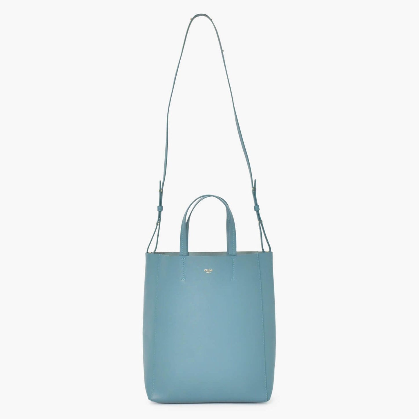 Celine Vertical Cabas Mall 2-Way Tote Bag Blue Celadon Calfskin Gold — view 2