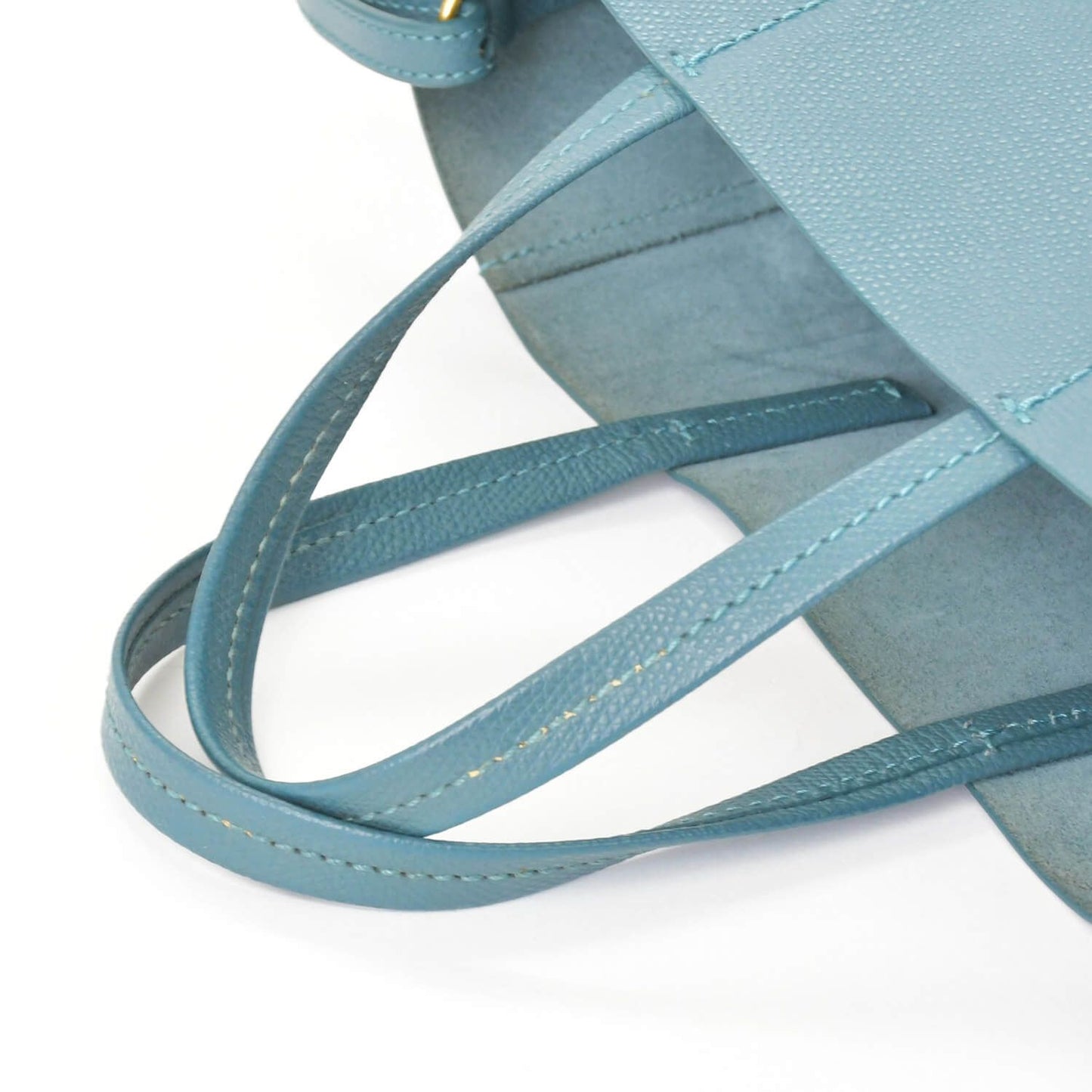 Celine Vertical Cabas Mall 2-Way Tote Bag Blue Celadon Calfskin Gold — view 8