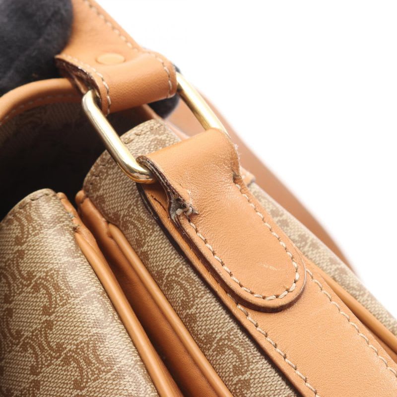 Celine Shoulder Bag Macadam Beige Leather