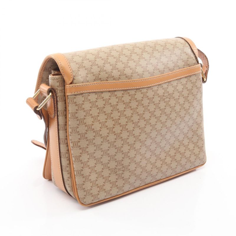 Celine Shoulder Bag Macadam Beige Leather
