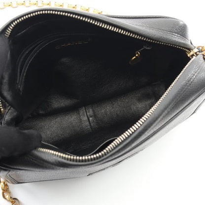 Chanel Shoulder Bag Black Leather Calfskin Chain