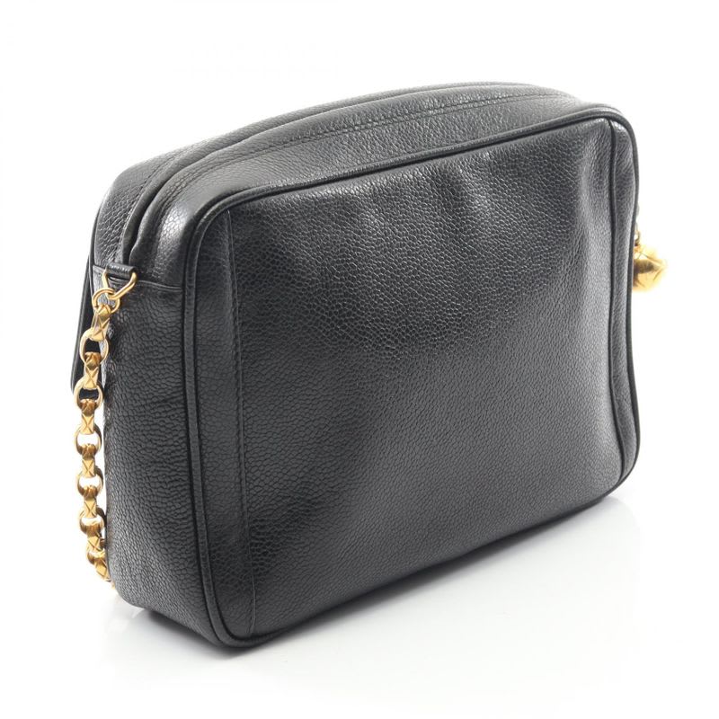 Chanel Shoulder Bag Black Leather Calfskin Chain